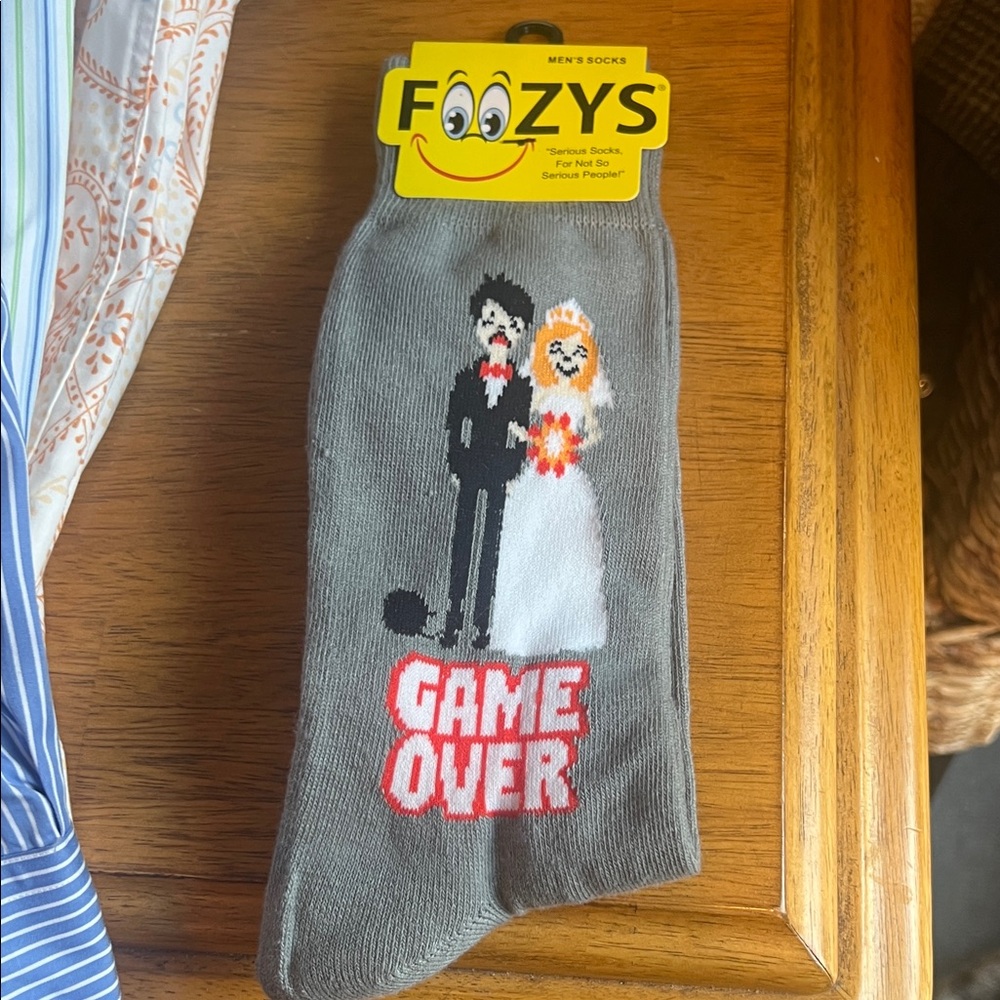 Foozys Gray 'Game Over' Novelty Socks wedding day mens socks
